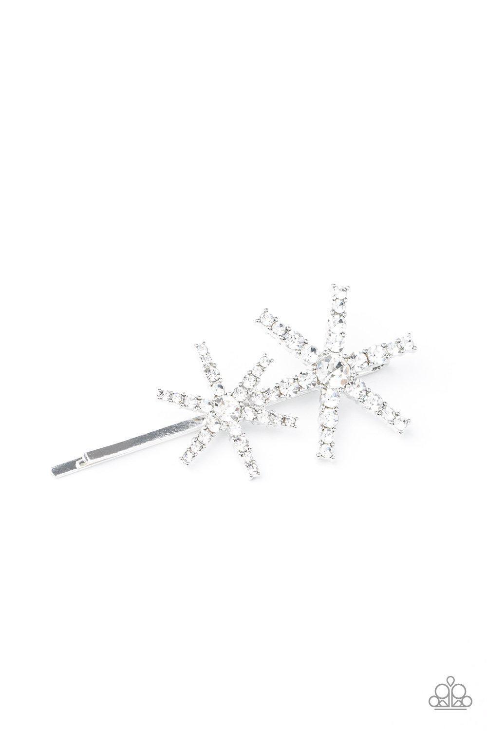 Megastar Minimalist - White Hair Clip - Paparazzi - Dare2bdazzlin N Jewelry