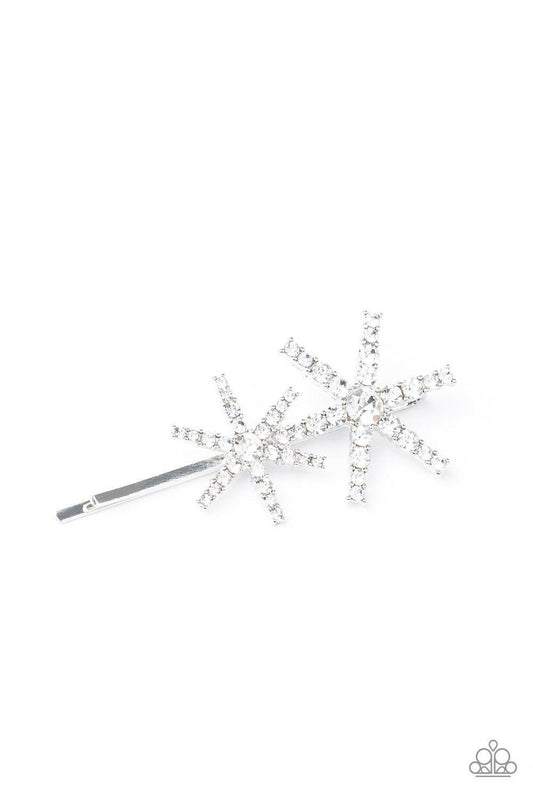 Megastar Minimalist - White Hair Clip - Paparazzi - Dare2bdazzlin N Jewelry