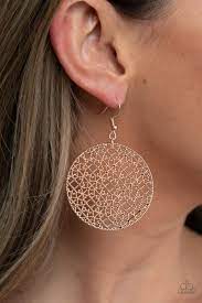 Metallic Mosaic Rose Gold Earring - Paparazzi - Dare2bdazzlin N Jewelry