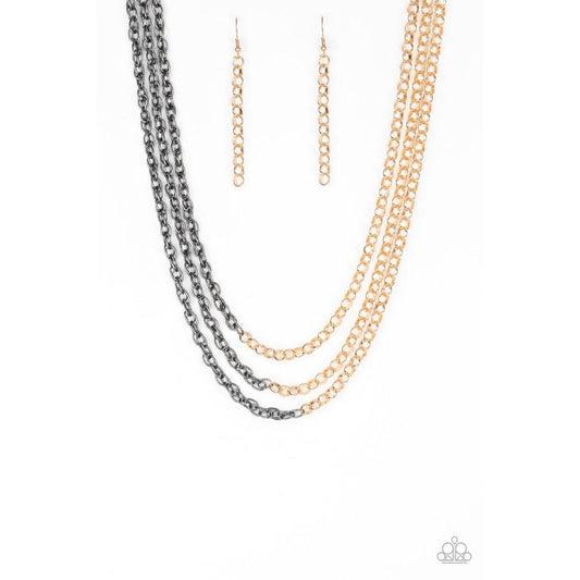 Metro Madness Gold Necklace - Paparazzi - Dare2bdazzlin N Jewelry