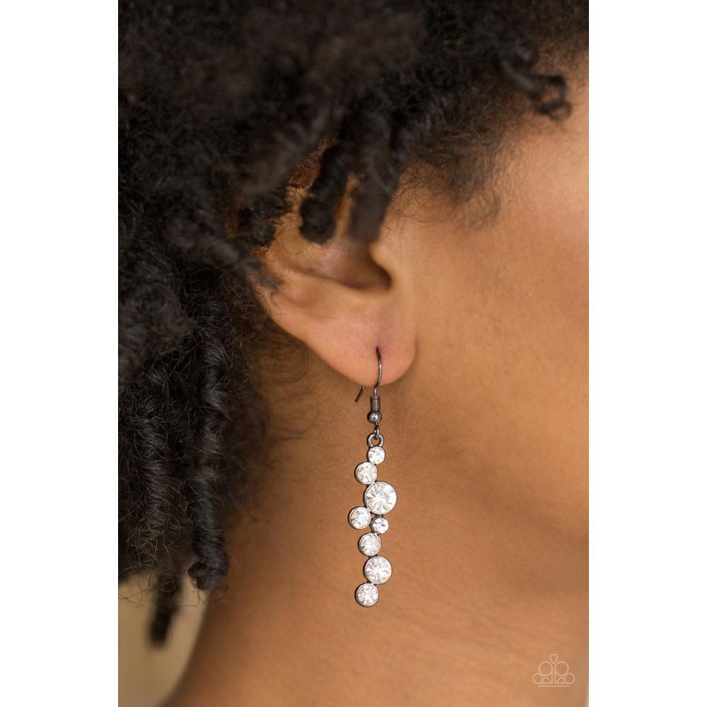 Milky Way Magnificence Black Earrings - Paparazzi - Dare2bdazzlin N Jewelry