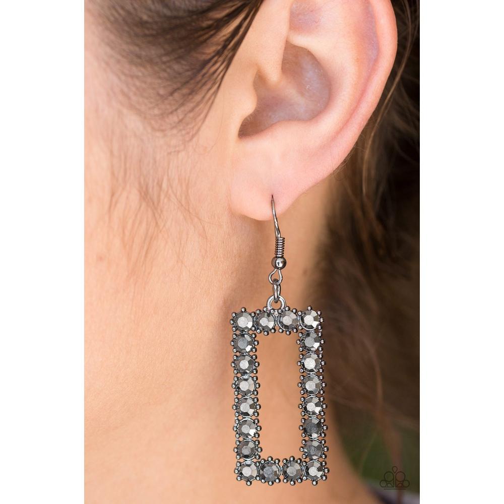 Mirror Mirror Black Earrings - Paparazzi - Dare2bdazzlin N Jewelry