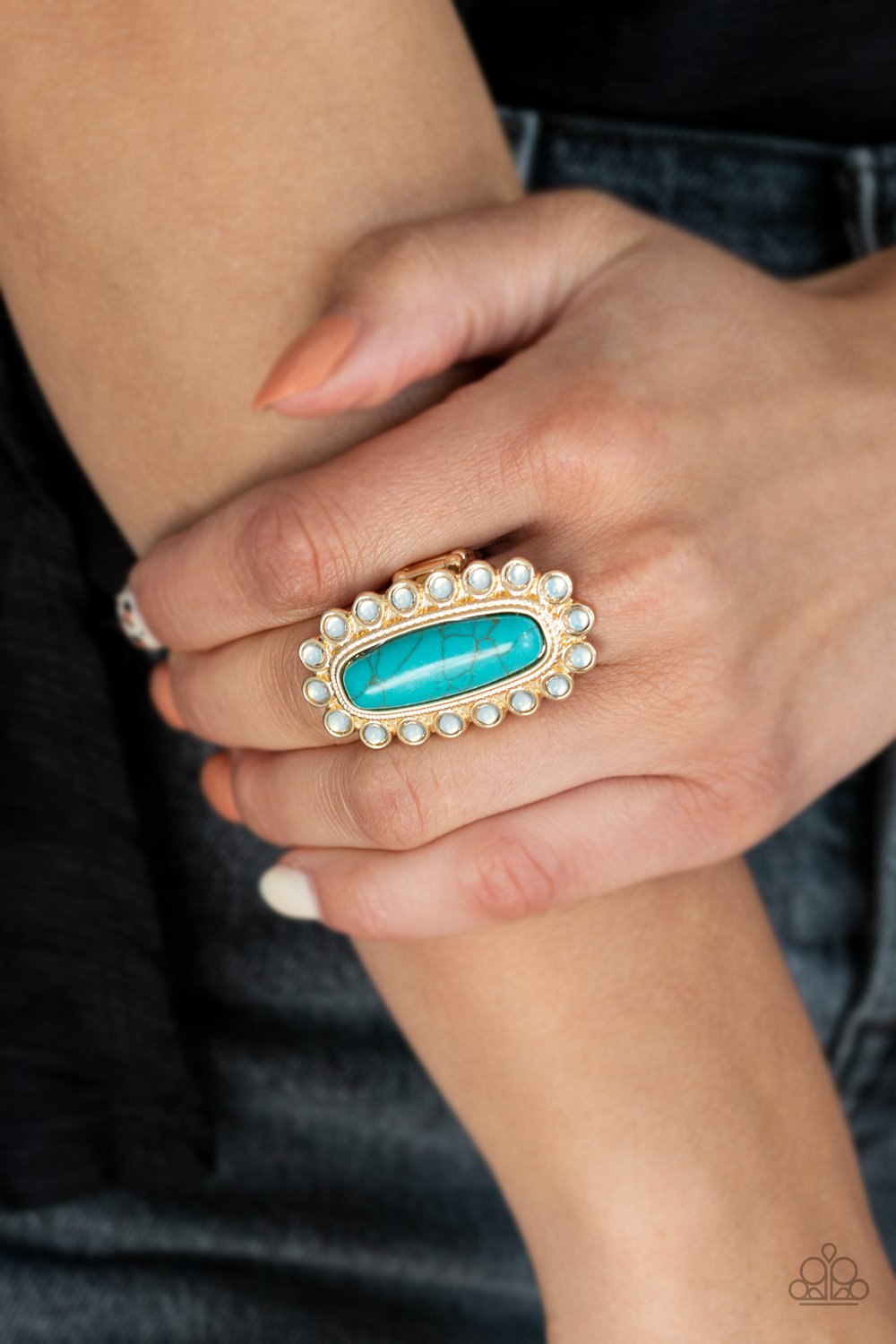 Mystic Oasis - Gold Ring - Paparazzi - Dare2bdazzlin N Jewelry