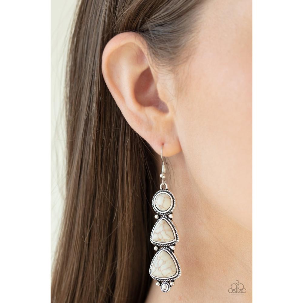 New Frontier - White Earring - Paparazzi - Dare2bdazzlin N Jewelry
