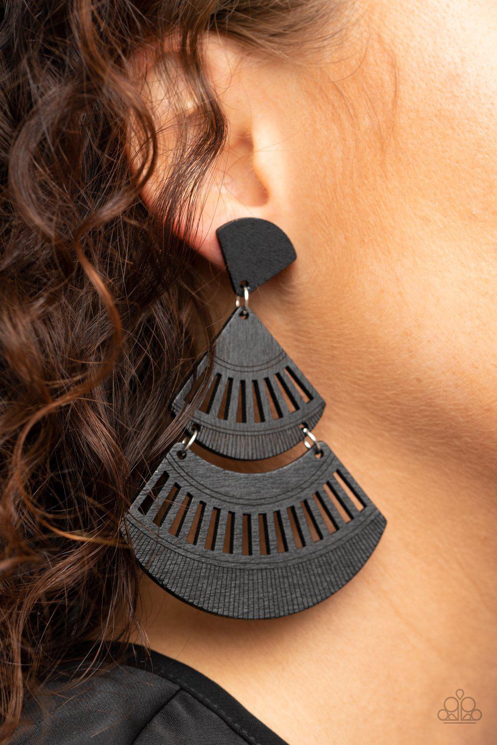 Oriental Oasis - Black Earring - Paparazzi - Dare2bdazzlin N Jewelry