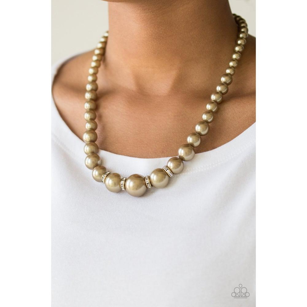 Party Pearls - Brass Necklace - Paparazzi - Dare2bdazzlin N Jewelry
