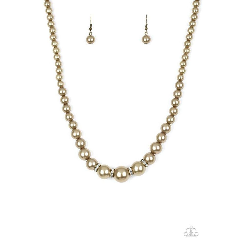 Party Pearls - Brass Necklace - Paparazzi - Dare2bdazzlin N Jewelry