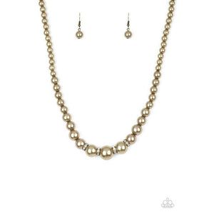 Party Pearls - Brass Necklace - Paparazzi - Dare2bdazzlin N Jewelry