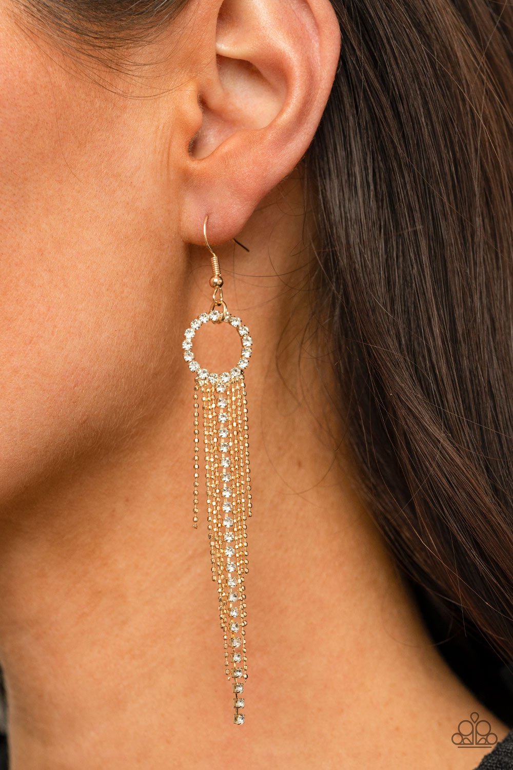 Pass The Glitter - Gold Earring - Paparazzi - Dare2bdazzlin N Jewelry