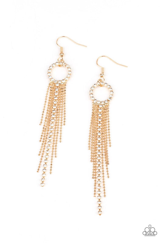 Pass The Glitter - Gold Earring - Paparazzi - Dare2bdazzlin N Jewelry
