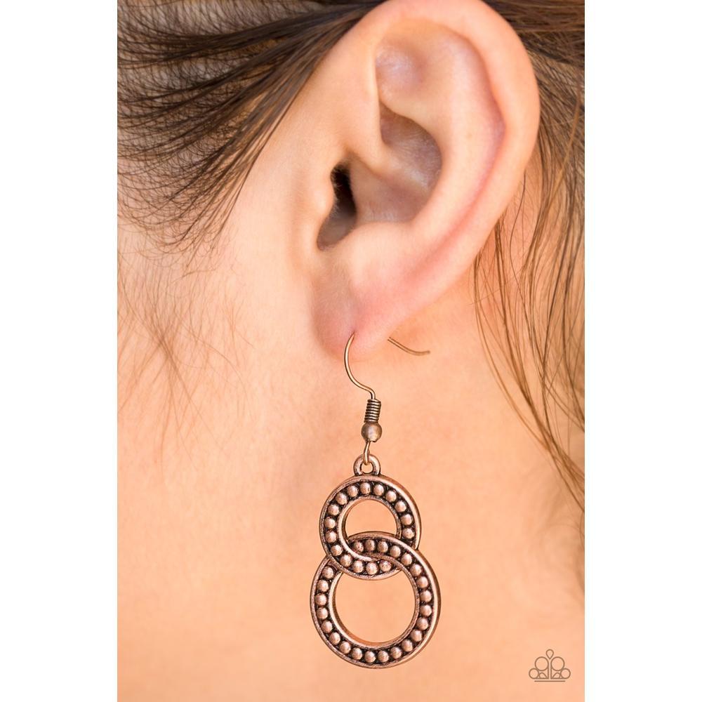 Perfect ZEN Copper Earring - Paparazzi - Dare2bdazzlin N Jewelry