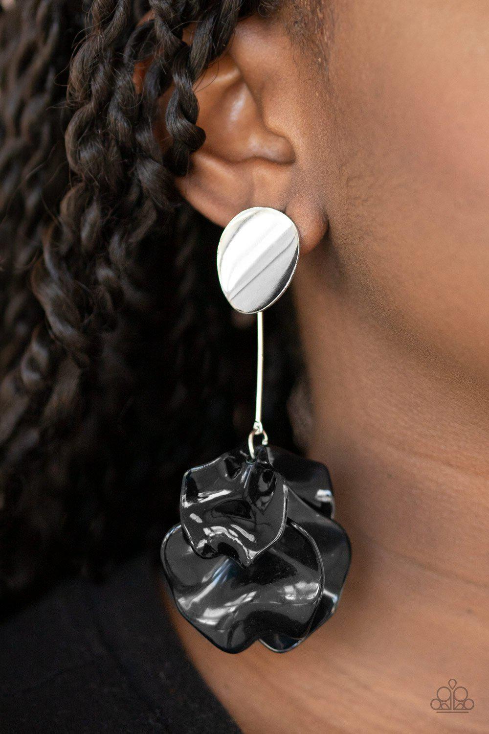 Petal Pathways - Black Earring - Paparazzi - Dare2bdazzlin N Jewelry