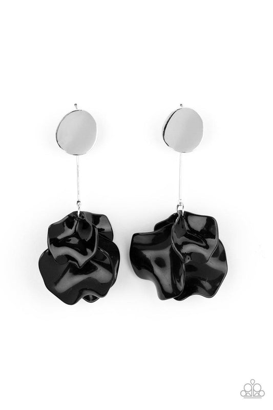 Petal Pathways - Black Earring - Paparazzi - Dare2bdazzlin N Jewelry