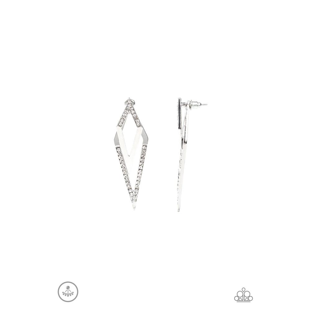Point-BANK - White Earrings - Paparazzi - Dare2bdazzlin N Jewelry