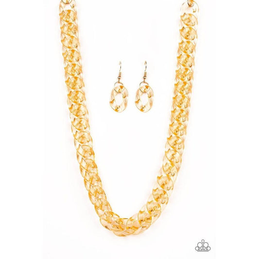 Put It On Ice Gold Necklace - Paparazzi - Dare2bdazzlin N Jewelry