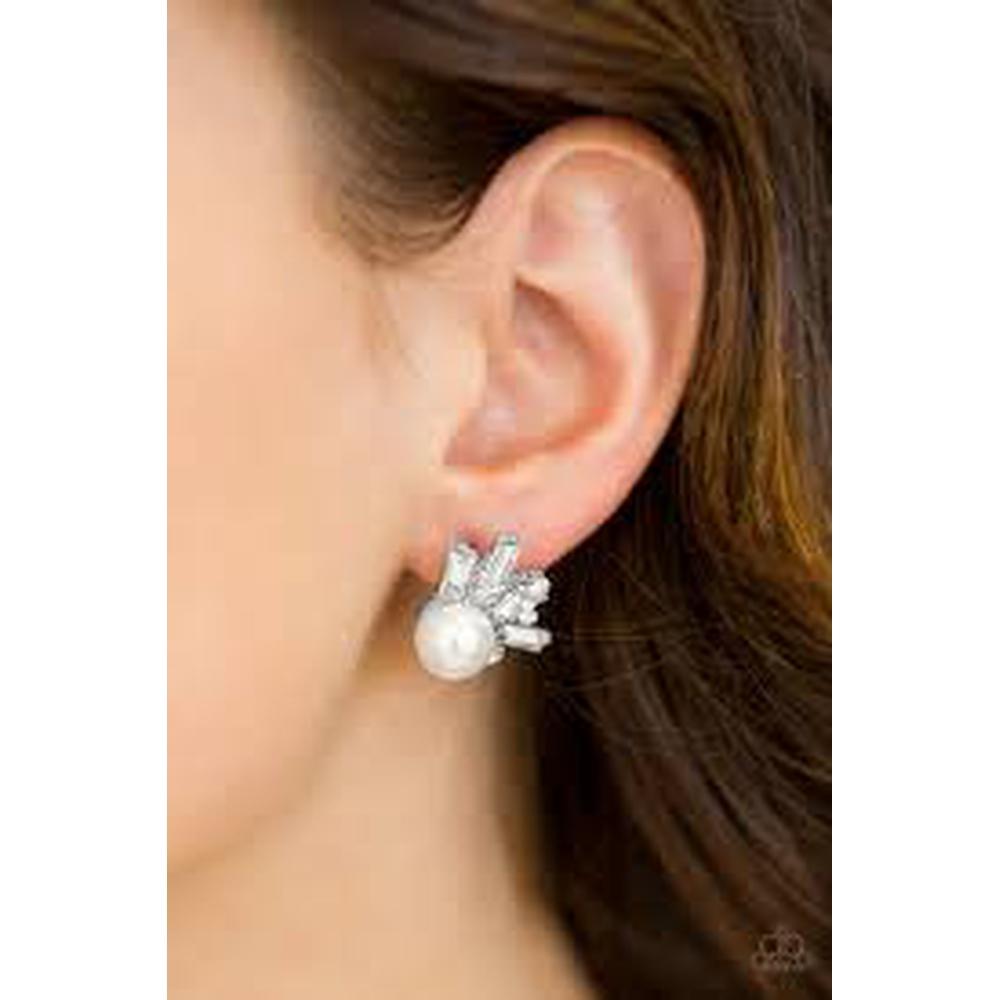 Radical Radiance White Post Earrings - Paparazzi - Dare2bdazzlin N Jewelry
