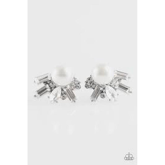 Radical Radiance White Post Earrings - Paparazzi - Dare2bdazzlin N Jewelry