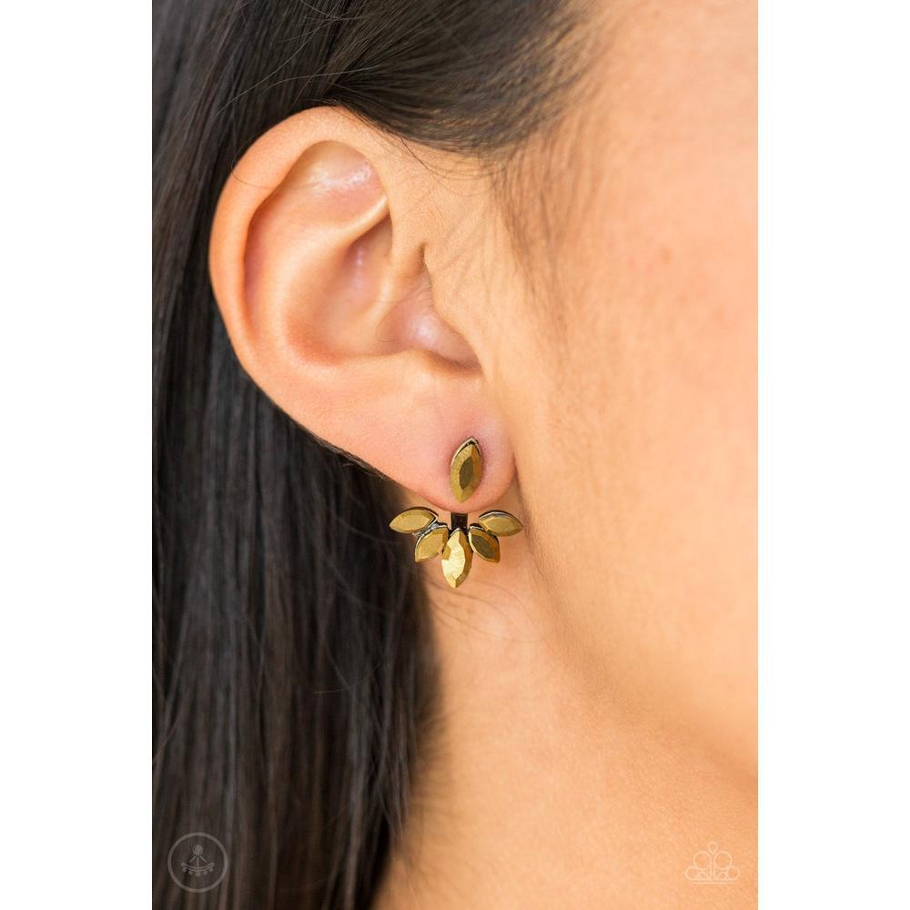 Radical Refinement Brass Earrings - Paparazzi - Dare2bdazzlin N Jewelry