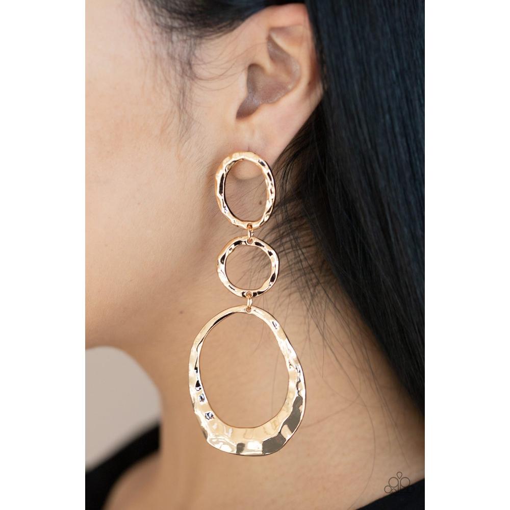 Radically Rippled - Gold Earring - Paparazzi - Dare2bdazzlin N Jewelry