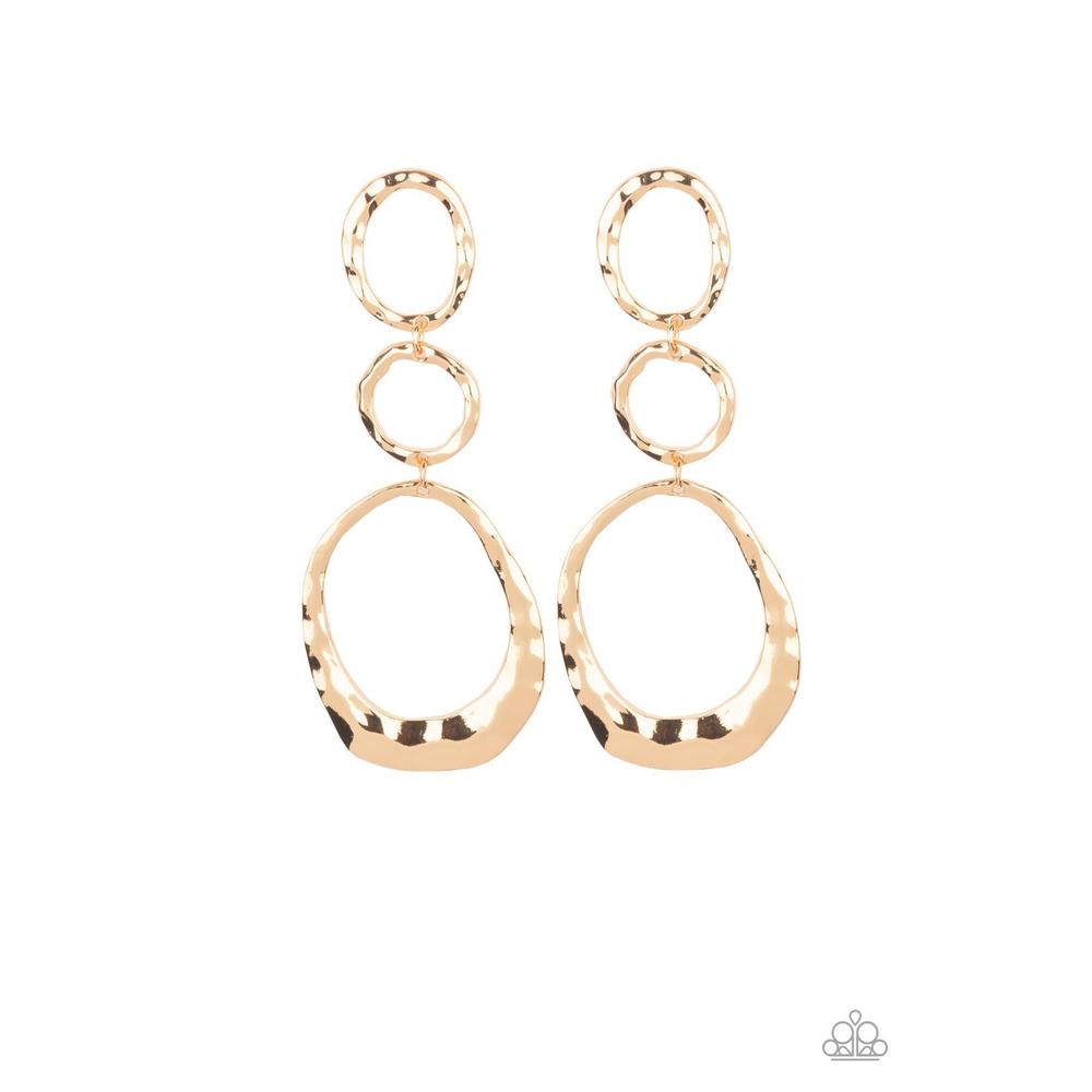 Radically Rippled - Gold Earring - Paparazzi - Dare2bdazzlin N Jewelry