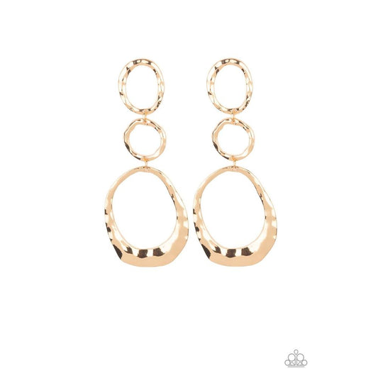 Radically Rippled - Gold Earring - Paparazzi - Dare2bdazzlin N Jewelry