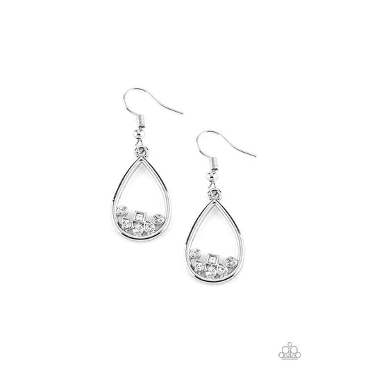 Raindrop Radiance - White Earring - Paparazzi - Dare2bdazzlin N Jewelry