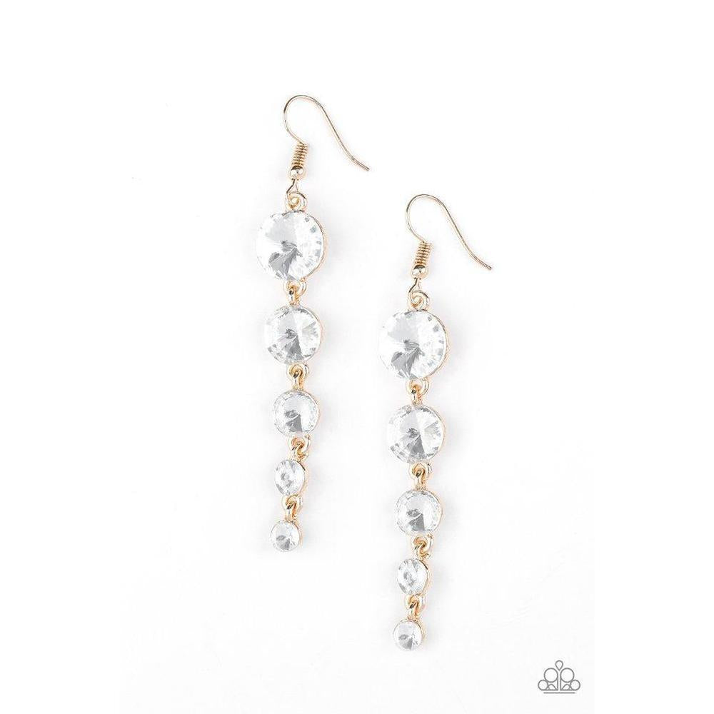 Raining Rhinestones Gold Earrings - Paparazzi - Dare2bdazzlin N Jewelry