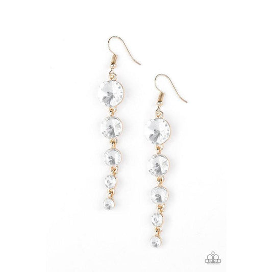 Raining Rhinestones Gold Earrings - Paparazzi - Dare2bdazzlin N Jewelry