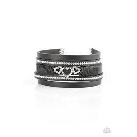 Rebel Valentine Black Urban Bracelet - Paparazzi - Dare2bdazzlin N Jewelry