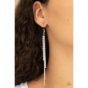 Reign Check White Earrings - Paparazzi - Dare2bdazzlin N Jewelry