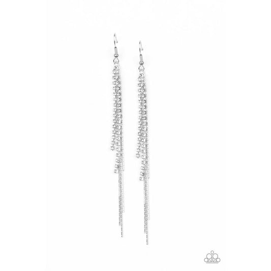 Reign Check White Earrings - Paparazzi - Dare2bdazzlin N Jewelry