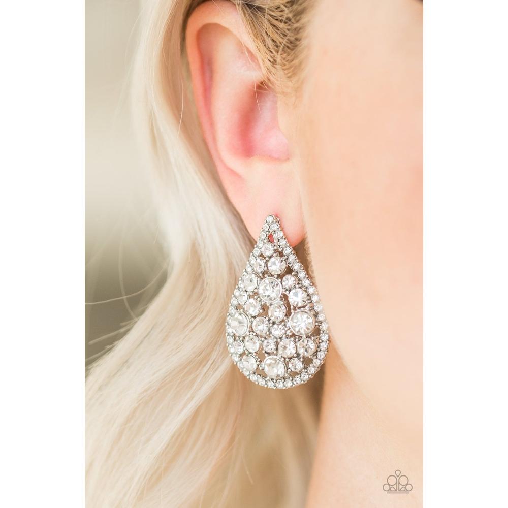 REIGN-Storm - White Earrings - Paparazzi - Dare2bdazzlin N Jewelry