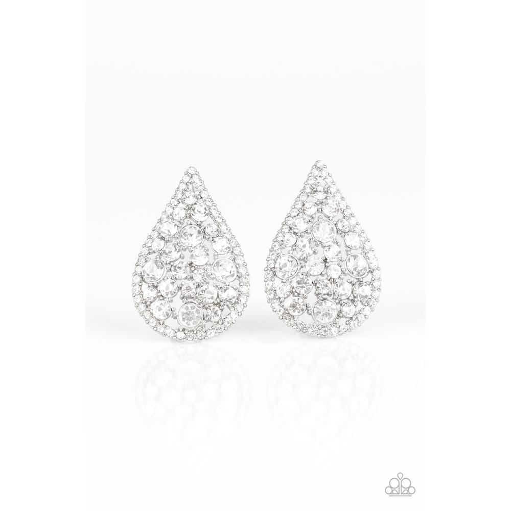 REIGN-Storm - White Earrings - Paparazzi - Dare2bdazzlin N Jewelry