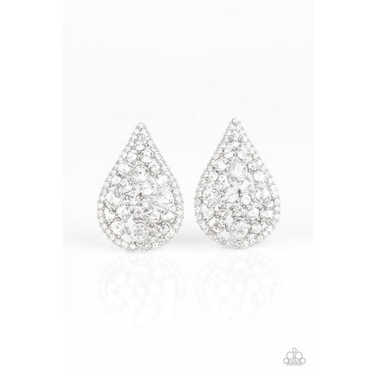 REIGN-Storm - White Earrings - Paparazzi - Dare2bdazzlin N Jewelry