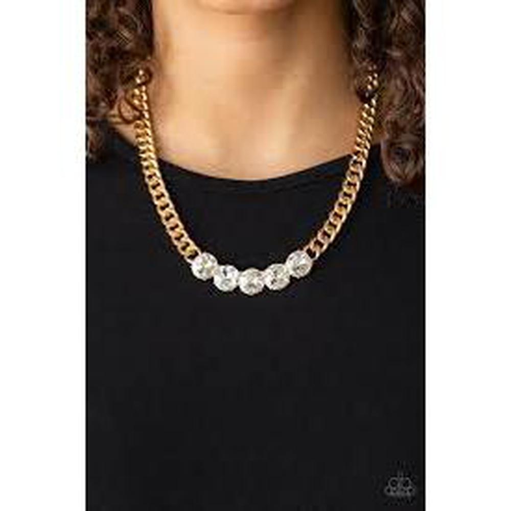 Rhinestone Renegade Gold Necklace - Dare2bdazzlin N Jewelry