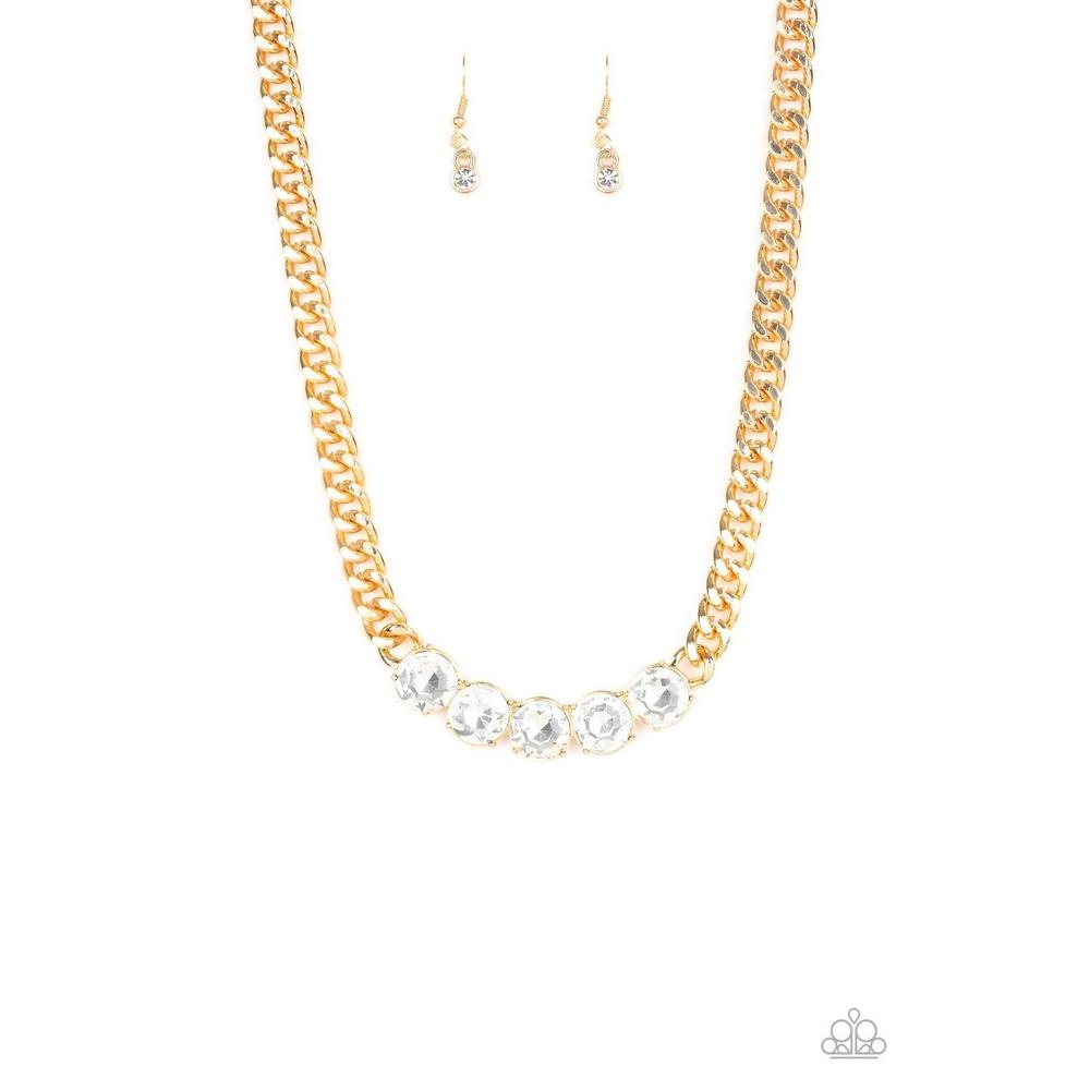 Rhinestone Renegade Gold Necklace - Dare2bdazzlin N Jewelry