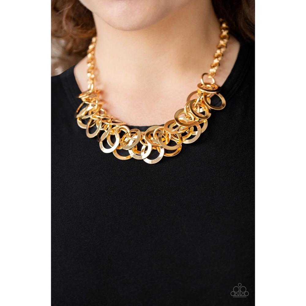 Ringing The Bling Gold Necklace - Paparazzi - Dare2bdazzlin N Jewelry