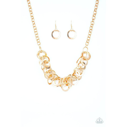 Ringing The Bling Gold Necklace - Paparazzi - Dare2bdazzlin N Jewelry