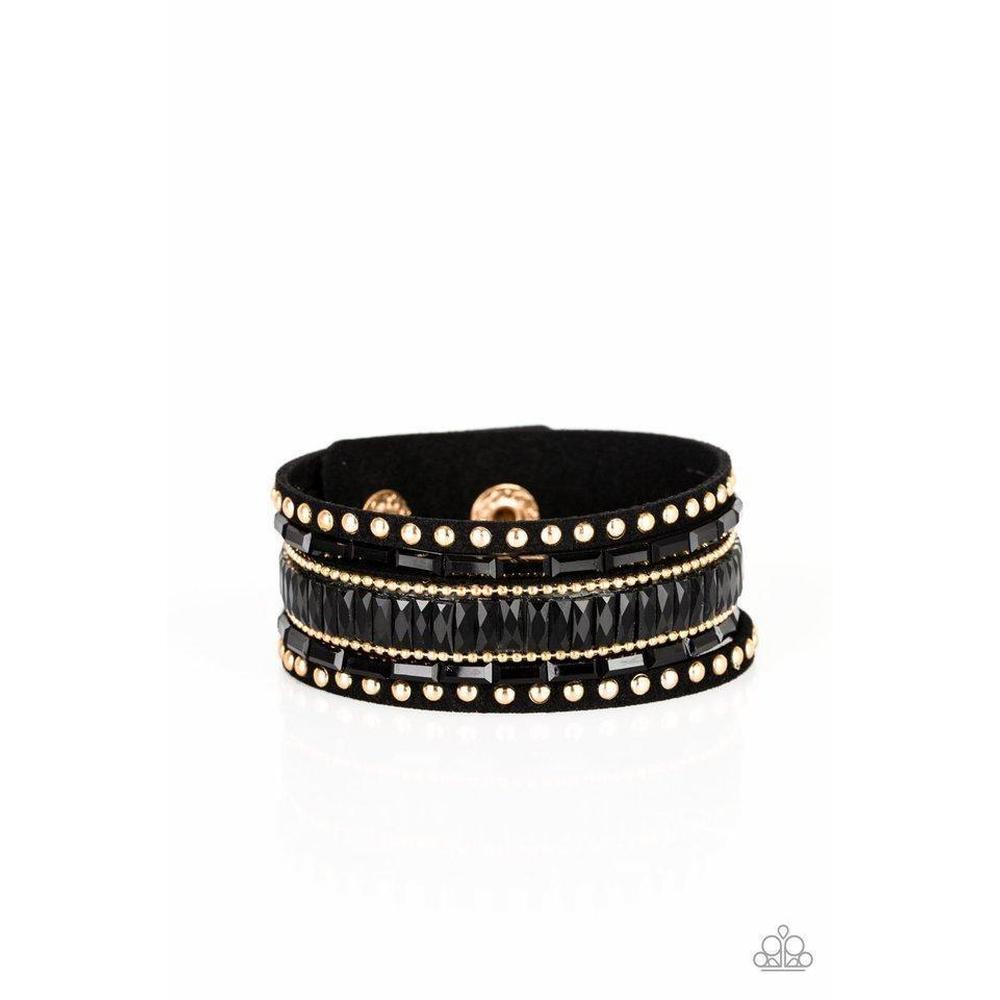 Rock Star Rocker Black/Gold Bracelet - Paparazzi - Dare2bdazzlin N Jewelry