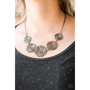 Rosy Rosette - Black Necklace - Paparazzi - Dare2bdazzlin N Jewelry