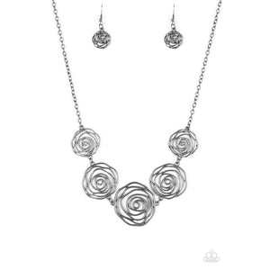 Rosy Rosette - Black Necklace - Paparazzi - Dare2bdazzlin N Jewelry