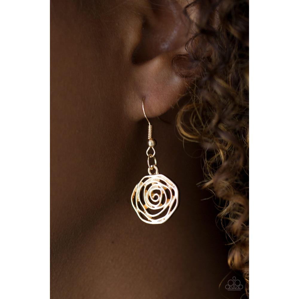 Rosy Rosette - Gold Necklace - Paparazzi - Dare2bdazzlin N Jewelry