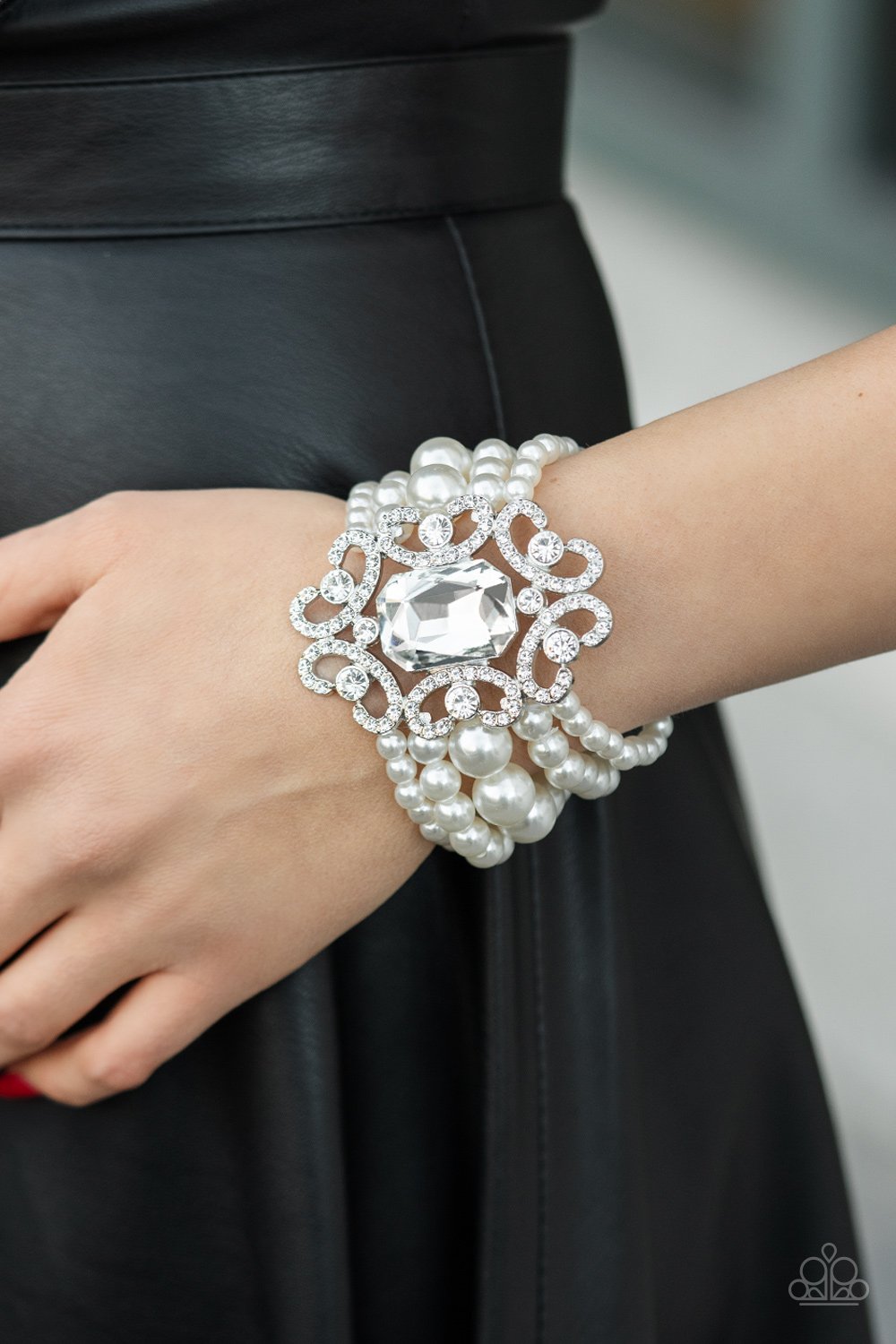 Rule The Room - White Bracelet - Paparazzi - Dare2bdazzlin N Jewelry