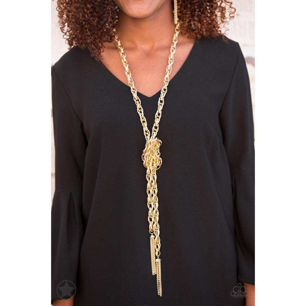 SCARFed for Attention - Gold Necklace - Paparazzi - Dare2bdazzlin N Jewelry