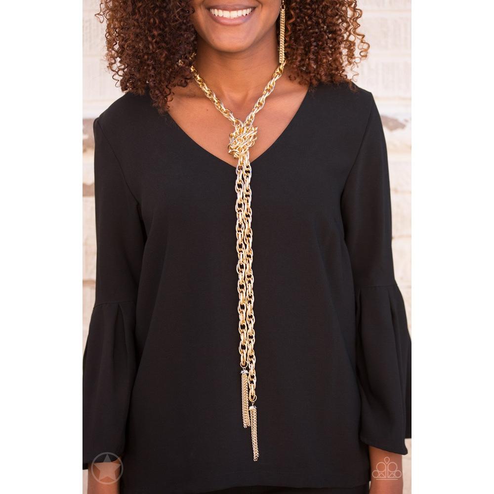 SCARFed for Attention - Gold Necklace - Paparazzi - Dare2bdazzlin N Jewelry