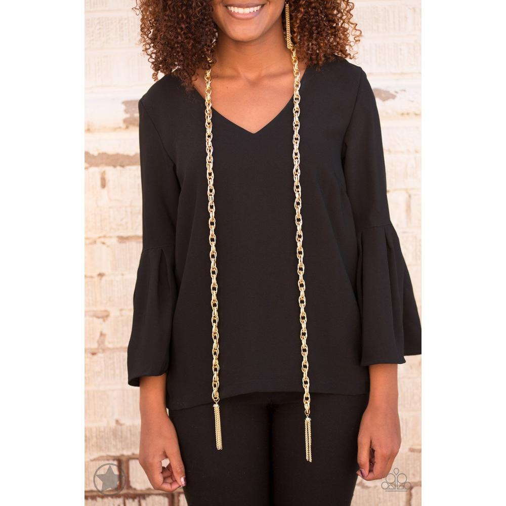 SCARFed for Attention - Gold Necklace - Paparazzi - Dare2bdazzlin N Jewelry