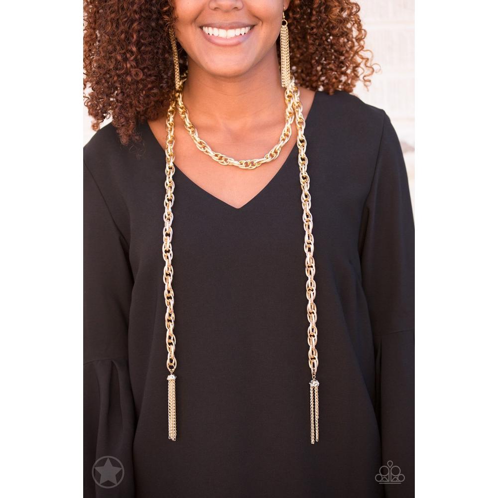 SCARFed for Attention - Gold Necklace - Paparazzi - Dare2bdazzlin N Jewelry