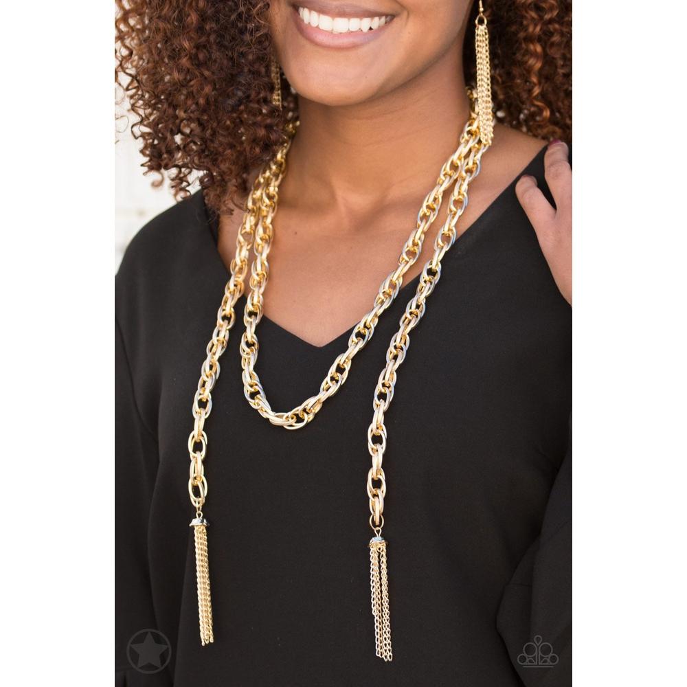 SCARFed for Attention - Gold Necklace - Paparazzi - Dare2bdazzlin N Jewelry