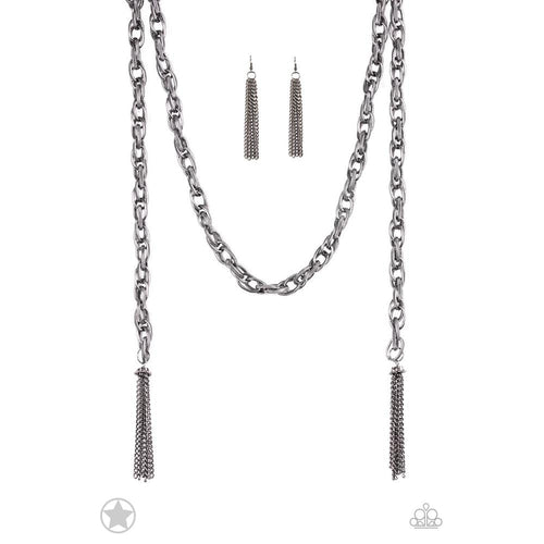 SCARFed for Attention - Gunmetal Necklace - Paparazzi - Dare2bdazzlin N Jewelry