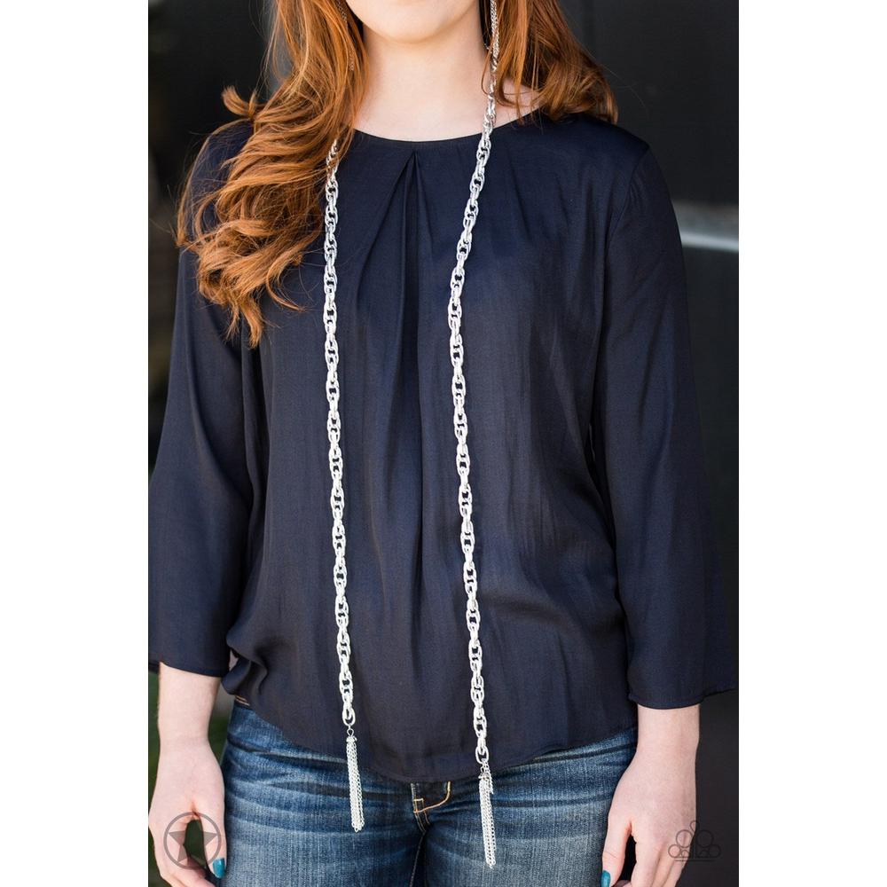 SCARFed for Attention - Silver Necklace - Paparazzi - Dare2bdazzlin N Jewelry